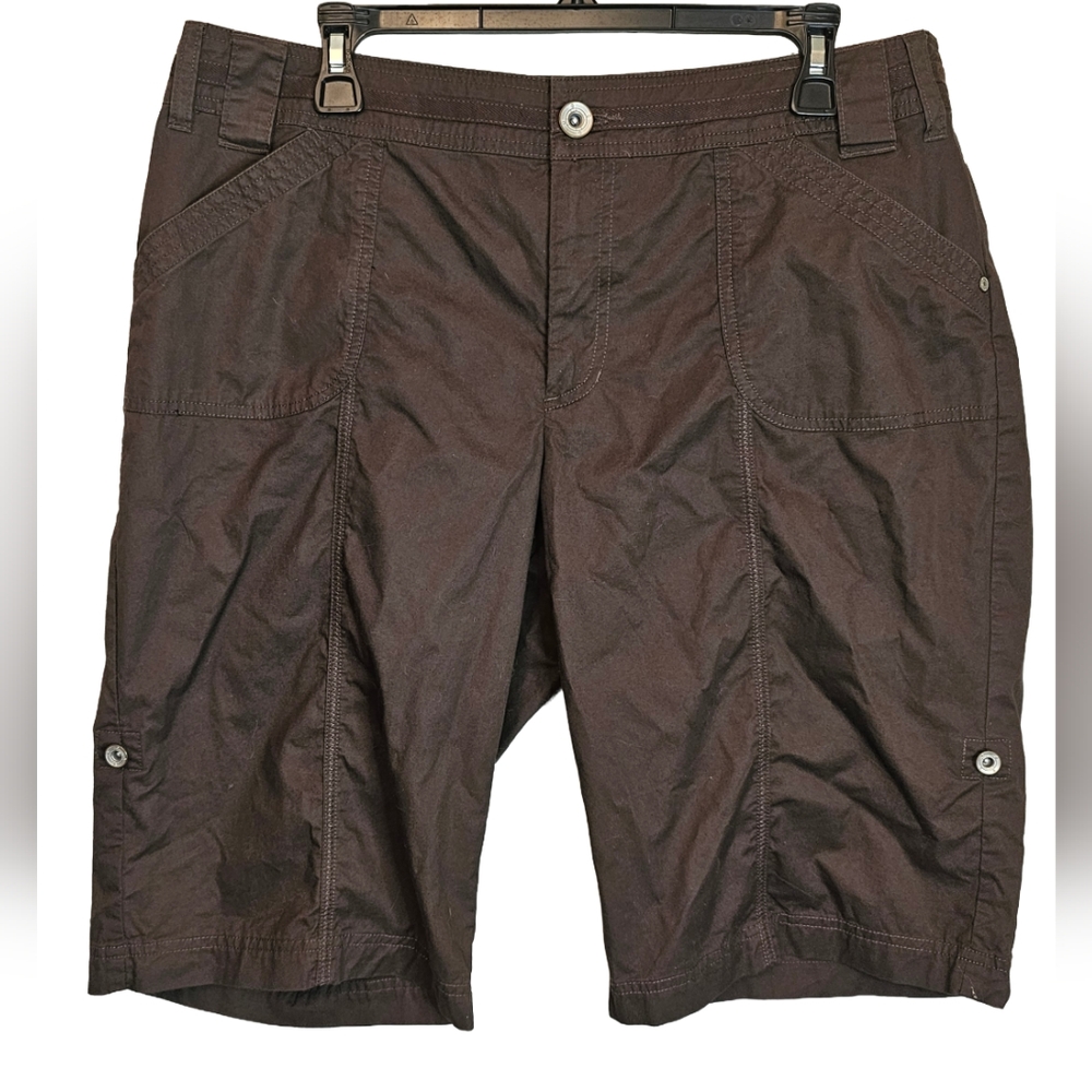 [Tribal] Chocolate Brown Adjustable BERMUDA Cotton Shorts Women 12